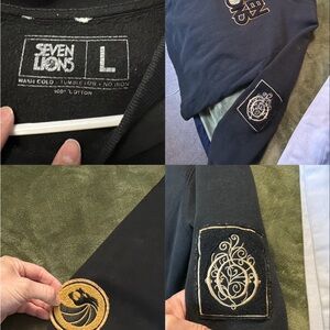 Seven Lions Black Hoodie with Gold Embroidery